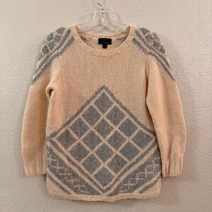 J Crew geo print crew cashmere blend sweater